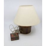 Poole Pottery vase table lamp, along with early 20th Century Indian brass trinket box
