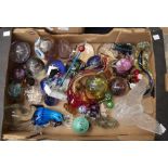 Large collection of 20th Century paperweights and glass figures including animal shaped glass