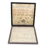 A pair of Victorian samplers Mary Eliza Short 1870