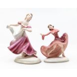 A pair of Art Deco Royal Belvedere ladies in dancing poses