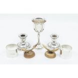 A group of silver to include: A matched pair of later Victorian horn and silver mounted knife rests,