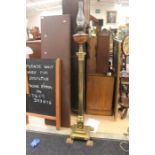 Late 19th Century, early 20th Century brass and copper standing oil lamp, column body, Art Nouveau