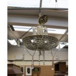 1960s glass droplet ceiling light with spare crystal droplets and instructions