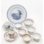 Collection of 18th Century tea bowls, Chinese plate, cups and saucers and slop bowl