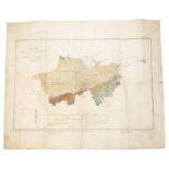 A large 1904 Indian unframed map, entitled District Narsinghpur, coloured showing central provinces,