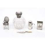 Collection of silver to include: An Edwardian miniature Thackeray 1811-1863 chair stamped