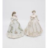 Two Royal Worcester lady figures in box, only one has certificate, including Queen of Hearts and