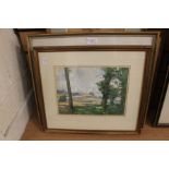 A group of pictures to include: A Leslie Collins, Clouds over Cornfields, watercolour, 20 x 27.