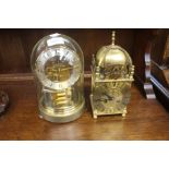 1960s dome battery operated mantle clock along with mid 20th Century lantern clock