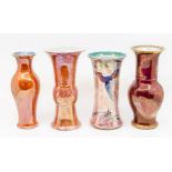 A collection of four Art Deco lustre ware vases including Burleigh, Carlton, Grimwades and one