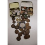 Collection of British and World coins includes 1797 George III Cartwheel Penny, small amount of