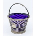 **** THIS ITEM HAS BEEN WITHDRAWN**** A George III silver sugar basket, beaded swing handle above