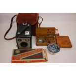 Collection of items to include treen boxes, Rolls Royce glass ware, Wade, cigarette case, sterling