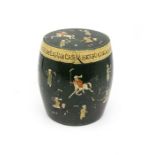 1930s wooden Indian tea caddy by M Qasim & Bros with polo playing decorative design