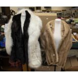 A 1980's fur short jacket, along with fur shoulder cape and stole