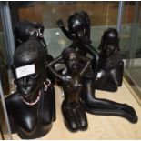 Collection of African figures, ebony and ceramic, mid 20th Century circa 1950s