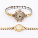 A Ladies 9ct gold Everite watch on 9ct strap, total gross weight approx 11.8gms along with a 9ct