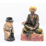 Royal Doulton Mendicant figure together with a Winston Churchill Royal Doulton Toby jug (2) both