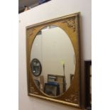 Two 20th century wall mirrors gilt over mantle and wood small hall mirror.