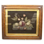 A 19th Century still life embroidery of fruit, in framed case