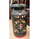 Decorative early 20th Century barge milk churn, hand painted