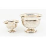 A George V silver circular rose bowl, upper rib, plain body, hallmarked by Robert Pringle & Sons,