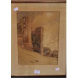 Watercolour of Kenilworth Castle white tower, 19th Century, framed, 26 x 35 cms approx