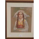Peray Harlan Fisher, portrait of a girl, gouache, studio sale