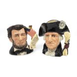 Four Royal Doulton Character Jugs with Boxes: Granny, George Washington, Abraham Lincoln and Dick