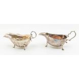 Two various early 20th Century silver sauce boats, hallmarked Sheffield, 1915 and Birmingham 1912,