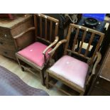 A pair of Georgian oak arm/carver chairs   Condition: No apparent signs of damage or repair aside