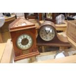 Early 20th Century mahogany mantle clock along with mid 20th Century mantle clock, both 8 day