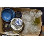 Denby dinner wares, cooking pots etc, along with cut and crystal glass items