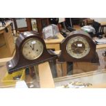 Edwardian two train oak cased mantle clock, chiming on gong