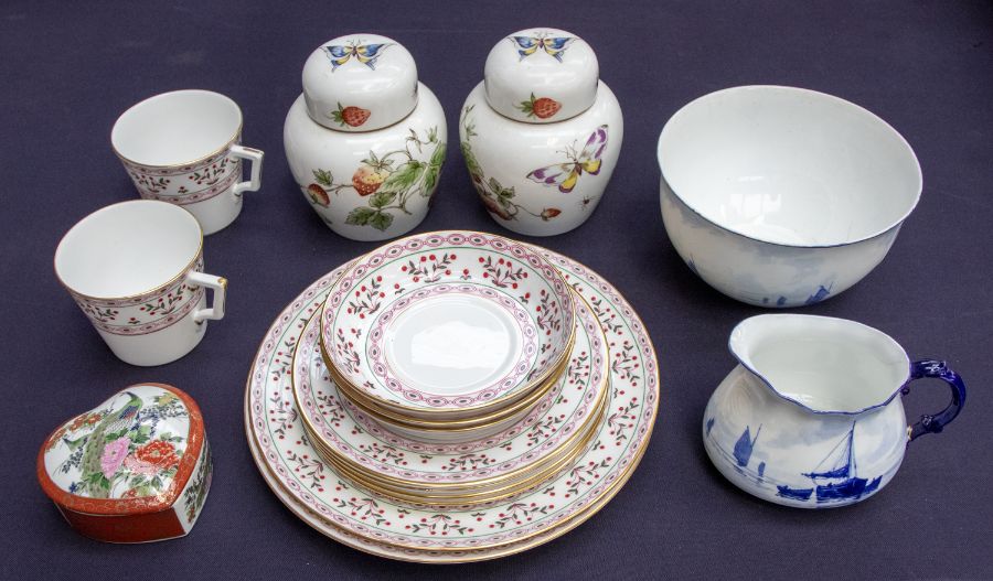 Royal Crown Derby Brittany cups, saucers, plates, along with Derby bowl and cream jug a.f. and two