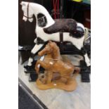 A wooden horse and a rocking horse