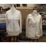 Ladies vintage fashion - two 1970s sleeveless tops by Rodier Paris; and another by Laflac Spain;