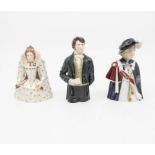 Three Bronte Porcelain Candle Snuffers:  Mr Darcey, Elizabeth I and Elizabeth II Boxes and