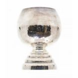 A Modern Continental hammered silver goblet, stamped to base 925 with maker's mark & ISLER, 10.66