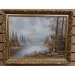 In the manner of American artist Dalhard Windberg, in a gilt frame