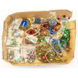 A collection of vintage costume jewellery to include paste set brooches along with  1930's-1960's