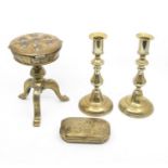 Brass & Copper A late 19th Century novelty snuff and match box in the form of a Piano stool, stamped