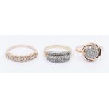 A diamond and 9ct rose gold half eternity ring set with seven round brilliant cut diamonds, total