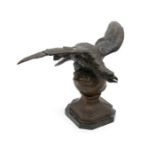 After Ch Perron, a spelter model of an eagle, on a marble base, signed