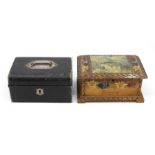 Continental 20th Century trinket box along with 19th Century box containing medicine glass item,