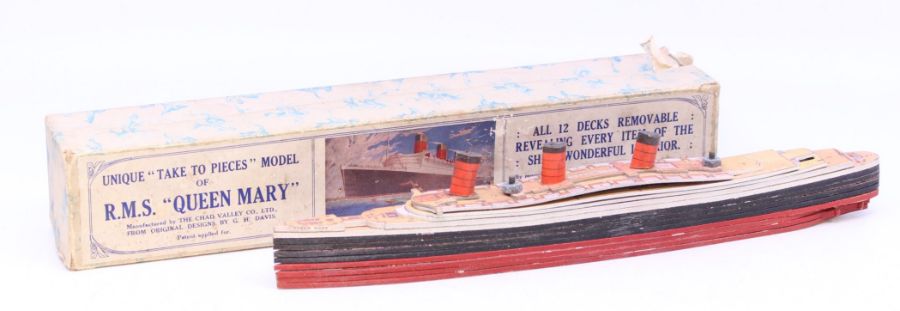 Chad Valley: A boxed 'Take to Pieces' model of RMS Queen Mary, original box, Chad Valley, appears