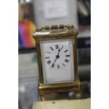 A late 19th Century French brass carriage clock, working with key