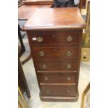 Victorian Mahogany Wellington Chest of five drawers with drop ring handles