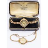 two early 20th century ladies 9ct rose gold wristwatches to include one with a round dial, round