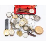 A collection of gents wristwatches together with parts to include vintage gents gold plated Buren